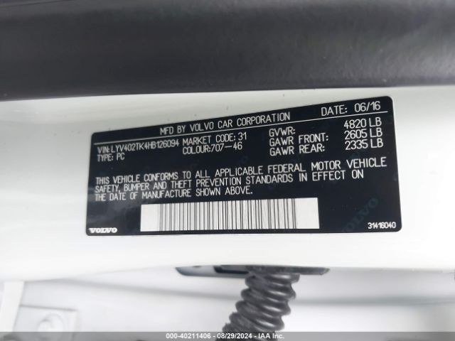 Photo 8 VIN: LYV402TK4HB126094 - VOLVO S60 