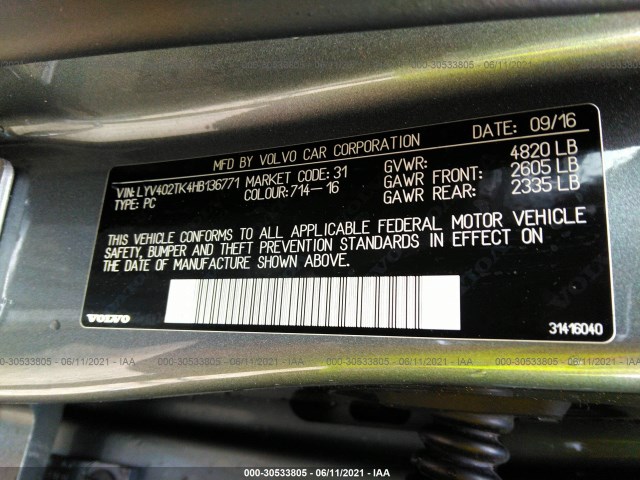 Photo 8 VIN: LYV402TK4HB136771 - VOLVO S60 