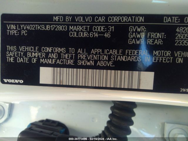 Photo 8 VIN: LYV402TK9JB172803 - VOLVO S60 INSCRIPTION 