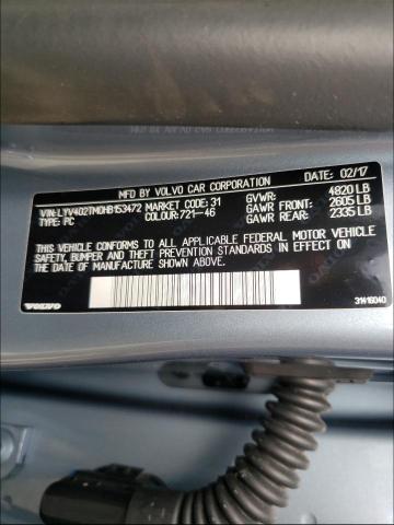 Photo 9 VIN: LYV402TM0HB153472 - VOLVO S60 PLATIN 