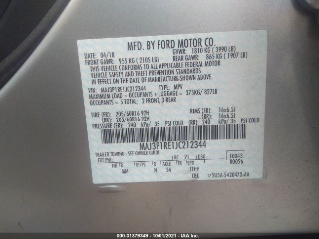 Photo 8 VIN: MAJ3P1RE1JC212344 - FORD ECOSPORT 