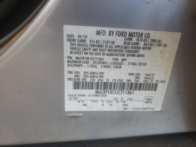 Photo 9 VIN: MAJ3P1RE5JC211861 - FORD ECOSPORT 