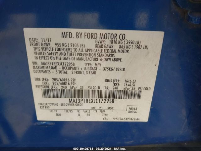 Photo 8 VIN: MAJ3P1REXJC172958 - FORD ECOSPORT 