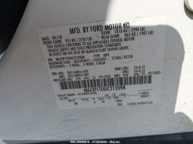 Photo 8 VIN: MAJ3P1TE0JC212098 - FORD ECOSPORT 