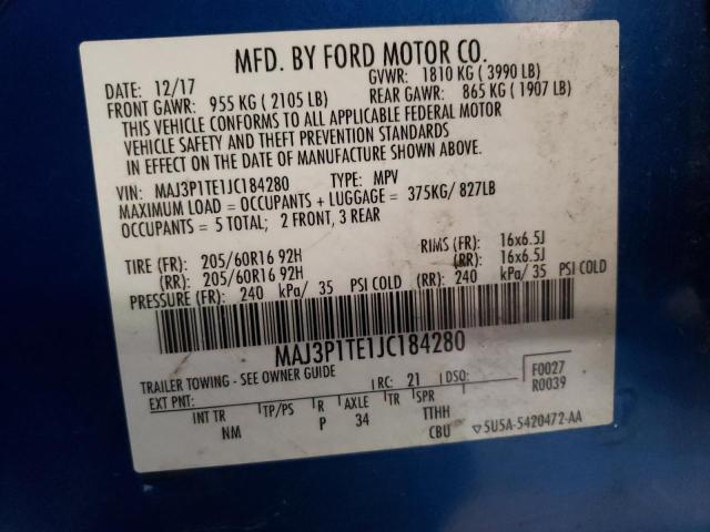 Photo 12 VIN: MAJ3P1TE1JC184280 - FORD ECOSPORT 