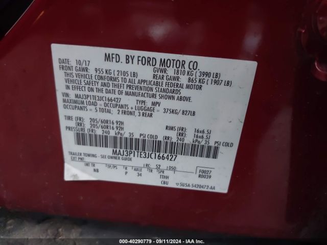 Photo 8 VIN: MAJ3P1TE3JC166427 - FORD ECOSPORT 