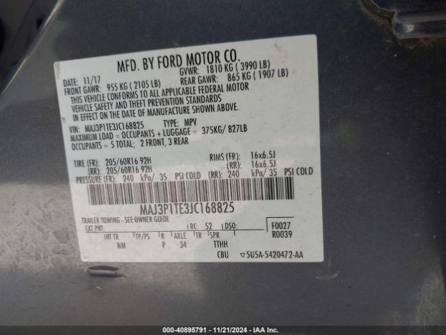 Photo 8 VIN: MAJ3P1TE3JC168825 - FORD ECOSPORT 