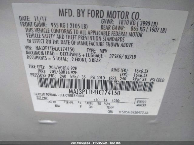 Photo 8 VIN: MAJ3P1TE4JC174150 - FORD ECOSPORT 