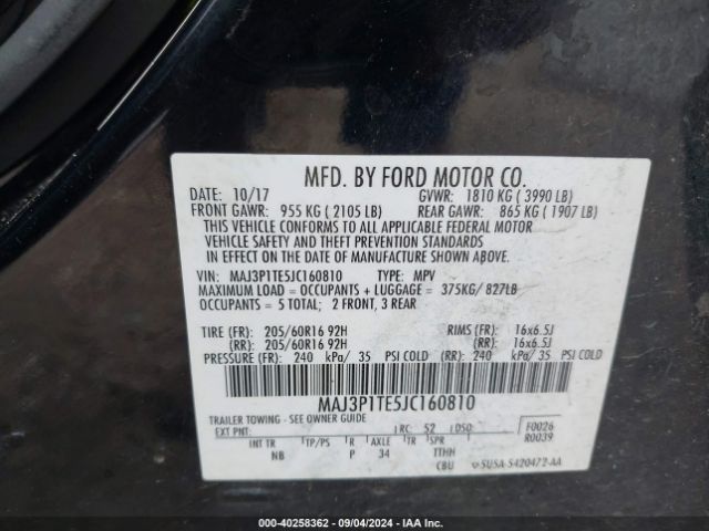 Photo 8 VIN: MAJ3P1TE5JC160810 - FORD ECOSPORT 