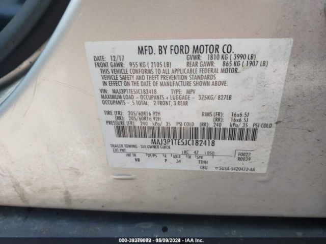 Photo 8 VIN: MAJ3P1TE5JC182418 - FORD ECOSPORT 