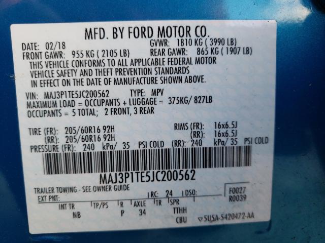 Photo 9 VIN: MAJ3P1TE5JC200562 - FORD ECOSPORT S 