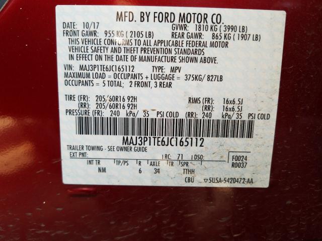 Photo 9 VIN: MAJ3P1TE6JC165112 - FORD ECOSPORT S 