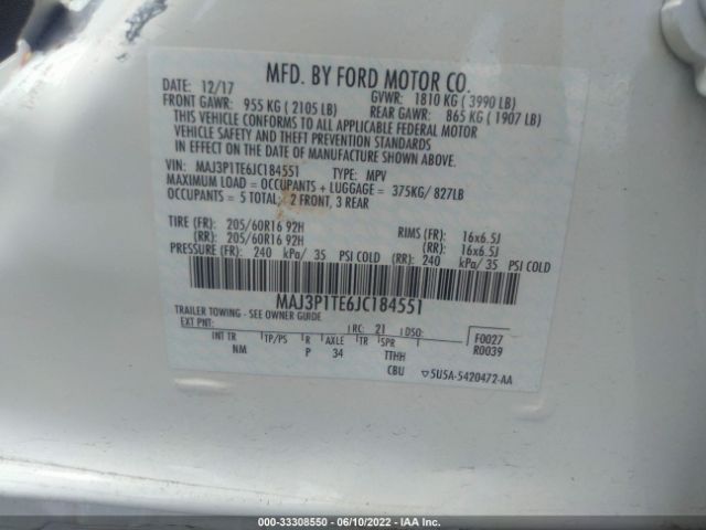 Photo 8 VIN: MAJ3P1TE6JC184551 - FORD ECOSPORT 