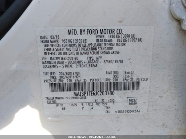 Photo 8 VIN: MAJ3P1TE6JC203180 - FORD ECOSPORT 