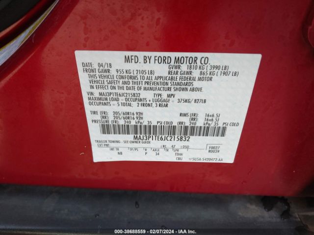 Photo 8 VIN: MAJ3P1TE6JC215832 - FORD ECOSPORT 