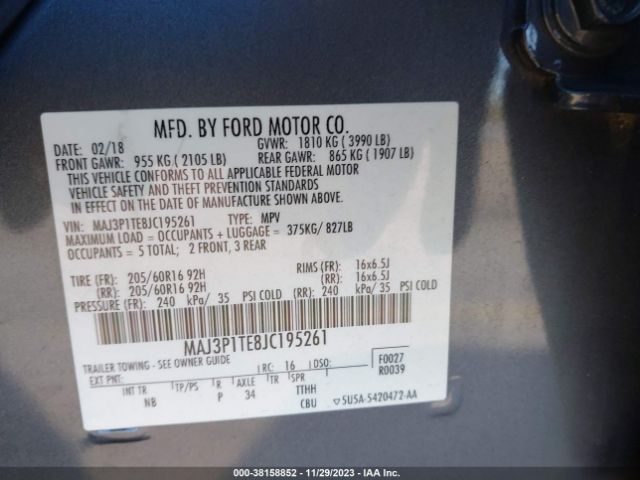 Photo 8 VIN: MAJ3P1TE8JC195261 - FORD ECOSPORT 