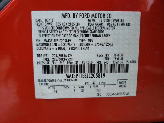 Photo 9 VIN: MAJ3P1TE8JC205819 - FORD ECOSPORT 