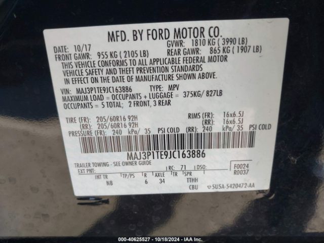 Photo 8 VIN: MAJ3P1TE9JC163886 - FORD ECOSPORT 