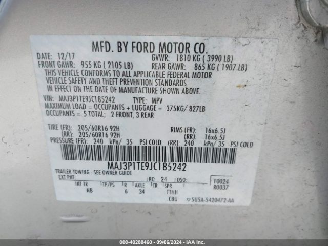 Photo 8 VIN: MAJ3P1TE9JC185242 - FORD ECOSPORT 