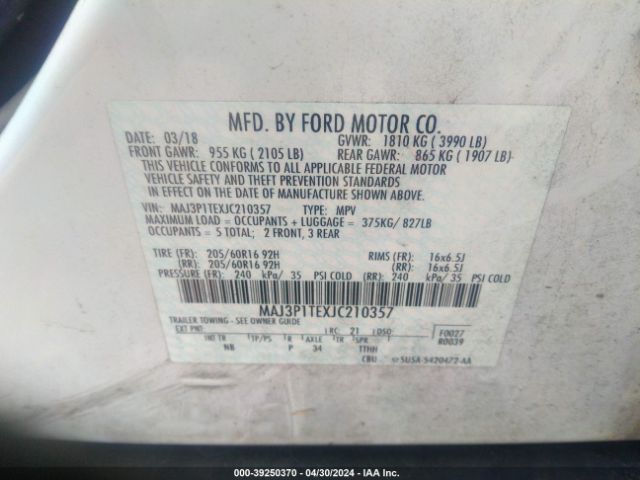 Photo 8 VIN: MAJ3P1TEXJC210357 - FORD ECOSPORT 