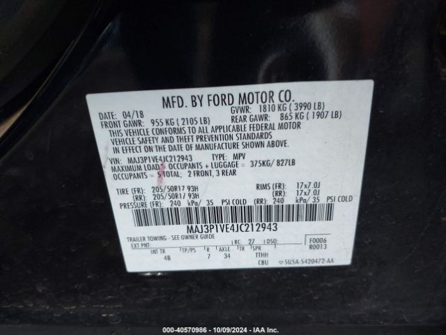 Photo 8 VIN: MAJ3P1VE4JC212943 - FORD ECOSPORT 