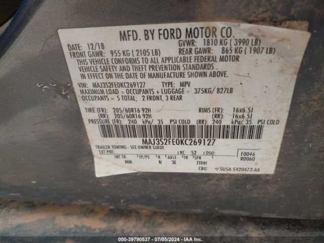 Photo 8 VIN: MAJ3S2FE0KC269127 - FORD ECOSPORT 