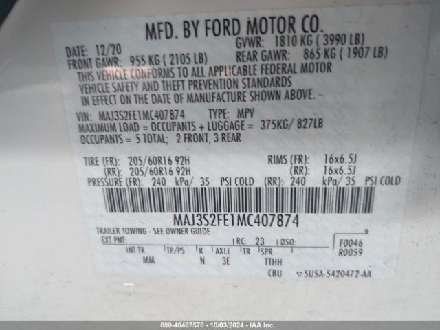 Photo 8 VIN: MAJ3S2FE1MC407874 - FORD ECOSPORT 