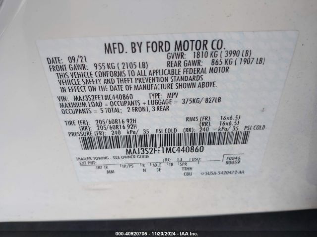 Photo 8 VIN: MAJ3S2FE1MC440860 - FORD ECOSPORT 