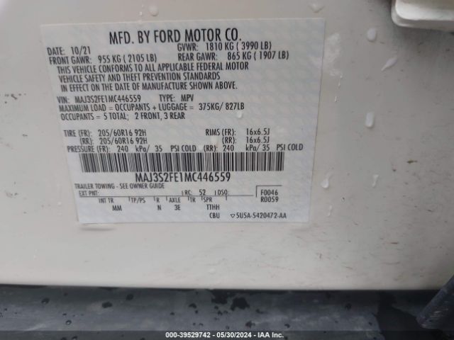 Photo 8 VIN: MAJ3S2FE1MC446559 - FORD ECOSPORT 