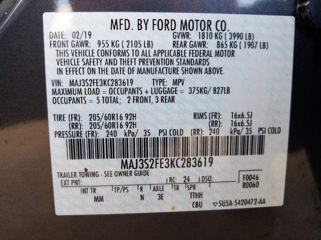 Photo 9 VIN: MAJ3S2FE3KC283619 - FORD ECOSPORT S 