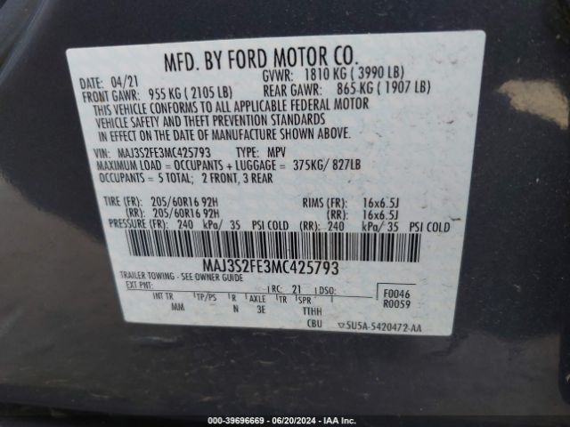 Photo 8 VIN: MAJ3S2FE3MC425793 - FORD ECOSPORT 