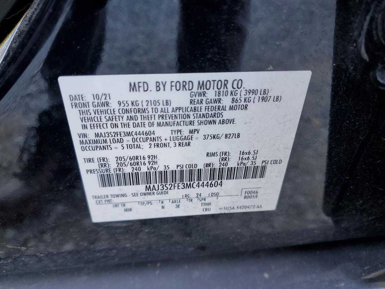 Photo 11 VIN: MAJ3S2FE3MC444604 - FORD ECOSPORT 