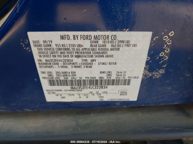 Photo 8 VIN: MAJ3S2FE4LC322834 - FORD ECOSPORT 