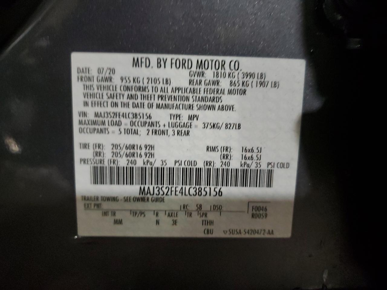 Photo 11 VIN: MAJ3S2FE4LC385156 - FORD ECOSPORT 