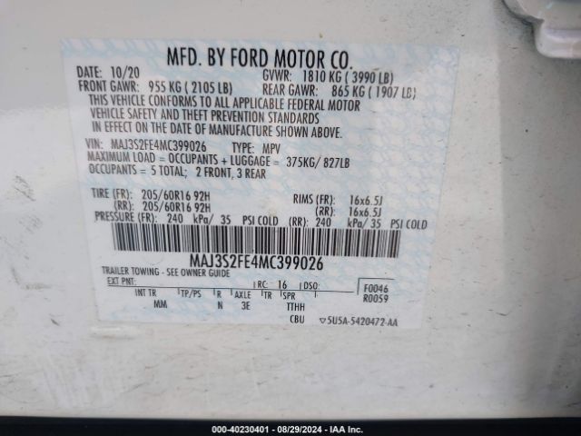 Photo 8 VIN: MAJ3S2FE4MC399026 - FORD ECOSPORT 