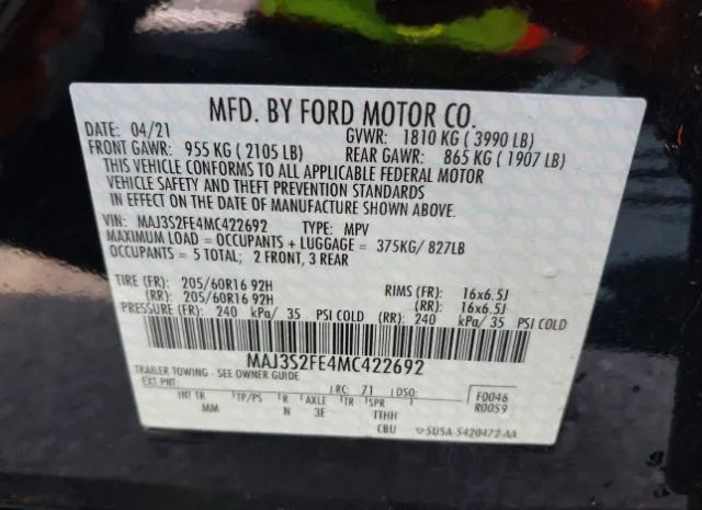 Photo 8 VIN: MAJ3S2FE4MC422692 - FORD ECOSPORT 