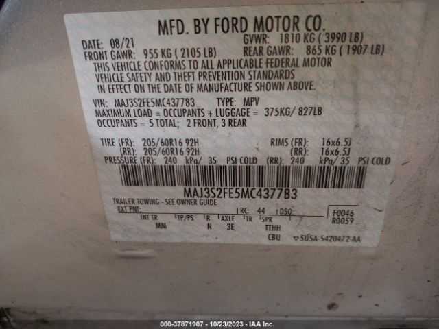 Photo 8 VIN: MAJ3S2FE5MC437783 - FORD ECOSPORT 