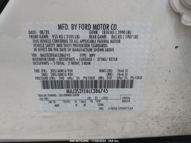 Photo 8 VIN: MAJ3S2FE6LC386745 - FORD ECOSPORT 