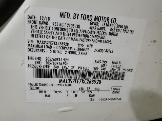 Photo 12 VIN: MAJ3S2FE7KC268928 - FORD ECOSPORT 