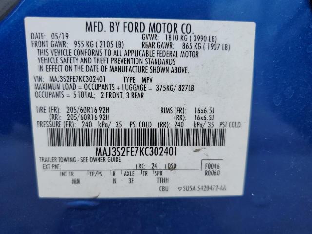 Photo 11 VIN: MAJ3S2FE7KC302401 - FORD ECOSPORT S 