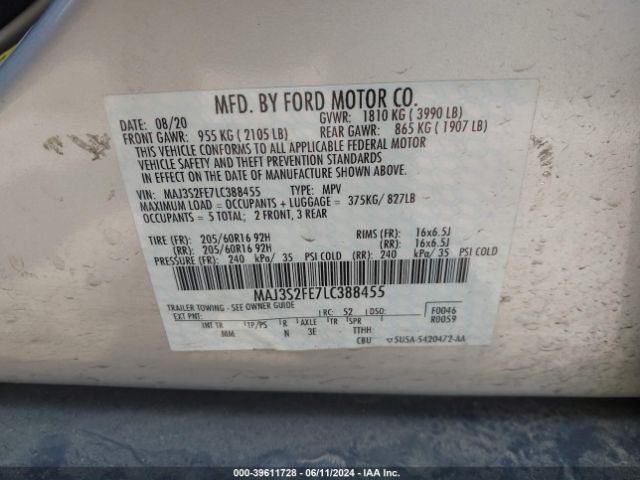 Photo 8 VIN: MAJ3S2FE7LC388455 - FORD ECOSPORT 