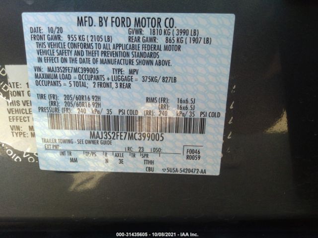 Photo 8 VIN: MAJ3S2FE7MC399005 - FORD ECOSPORT 