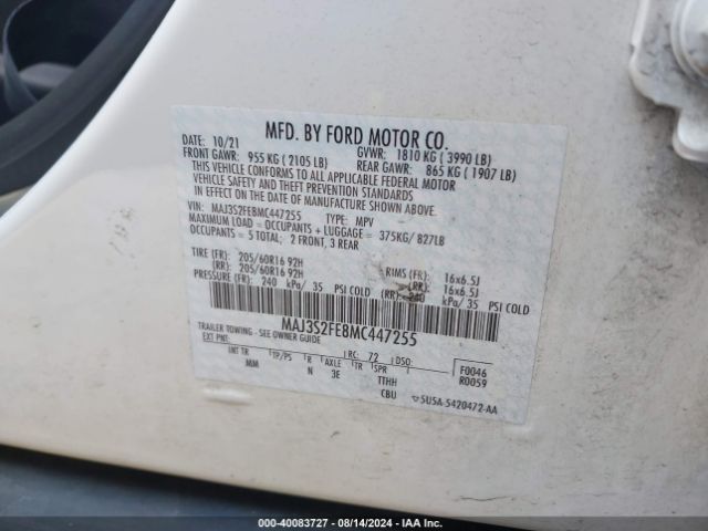 Photo 8 VIN: MAJ3S2FE8MC447255 - FORD ECOSPORT 