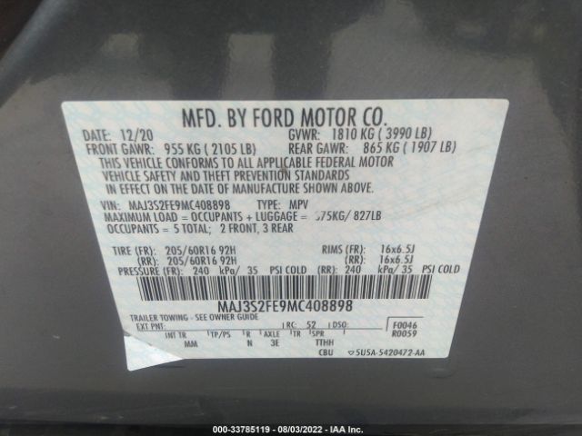 Photo 8 VIN: MAJ3S2FE9MC408898 - FORD ECOSPORT 