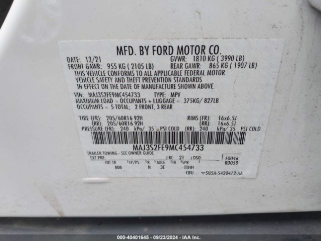 Photo 8 VIN: MAJ3S2FE9MC454733 - FORD ECOSPORT 