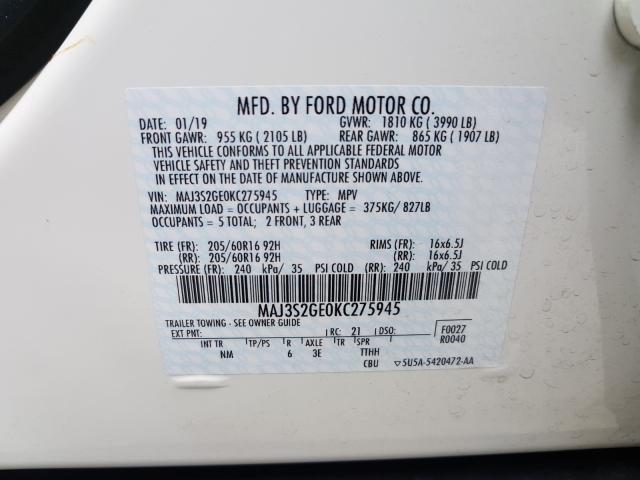 Photo 9 VIN: MAJ3S2GE0KC275945 - FORD ECOSPORT S 