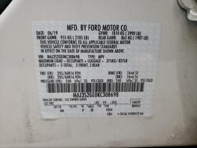 Photo 9 VIN: MAJ3S2GE0KC308698 - FORD ECOSPORT S 