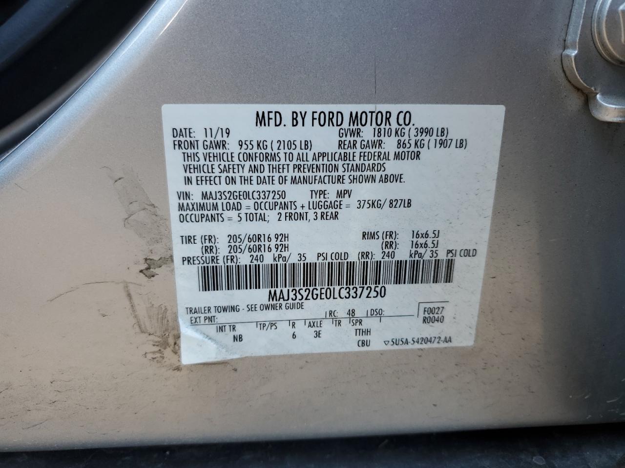 Photo 11 VIN: MAJ3S2GE0LC337250 - FORD ECOSPORT 