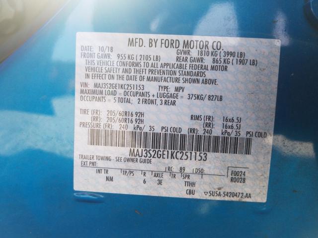 Photo 9 VIN: MAJ3S2GE1KC251153 - FORD ECOSPORT 