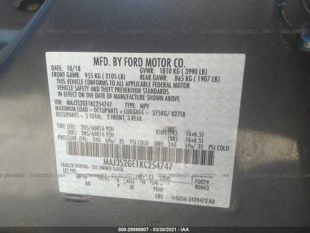 Photo 8 VIN: MAJ3S2GE1KC254747 - FORD ECOSPORT 